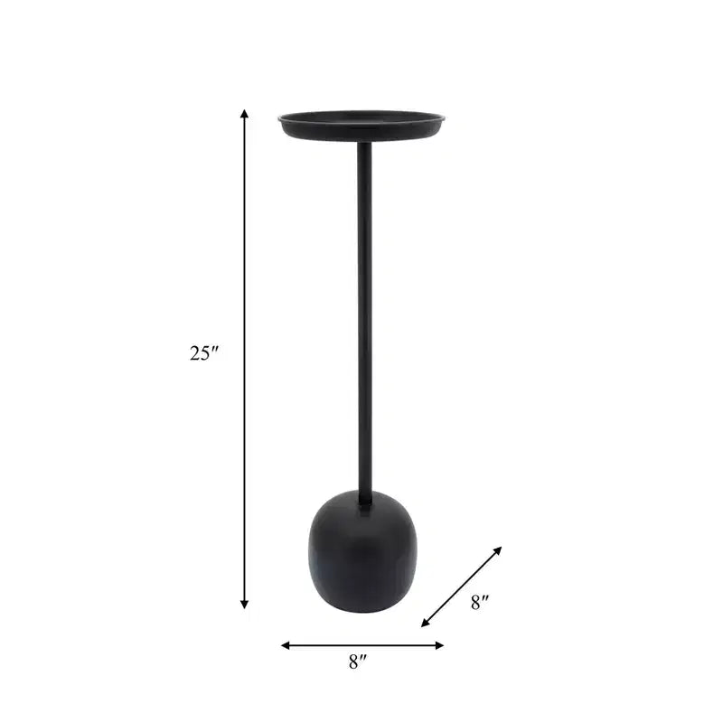 Tavolino finale in metallo elegante da 26" con vassoio superiore rotondo – Nero