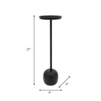 Tavolino finale in metallo elegante da 26" con vassoio superiore rotondo – Nero