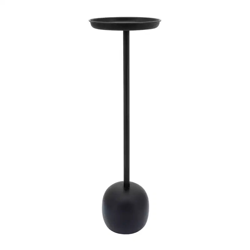 Tavolino finale in metallo elegante da 26" con vassoio superiore rotondo – Nero