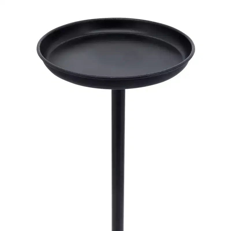 Tavolino finale in metallo elegante da 26" con vassoio superiore rotondo – Nero