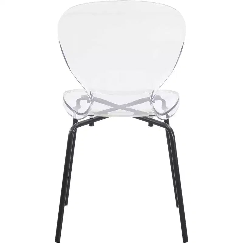 Sedie da pranzo impilabili trasparenti, set da 2 – Schienale curvo, gambe in acciaio nero