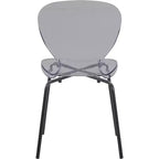Sedie da pranzo impilabili trasparenti, set da 2 – Schienale curvo, gambe in acciaio nero