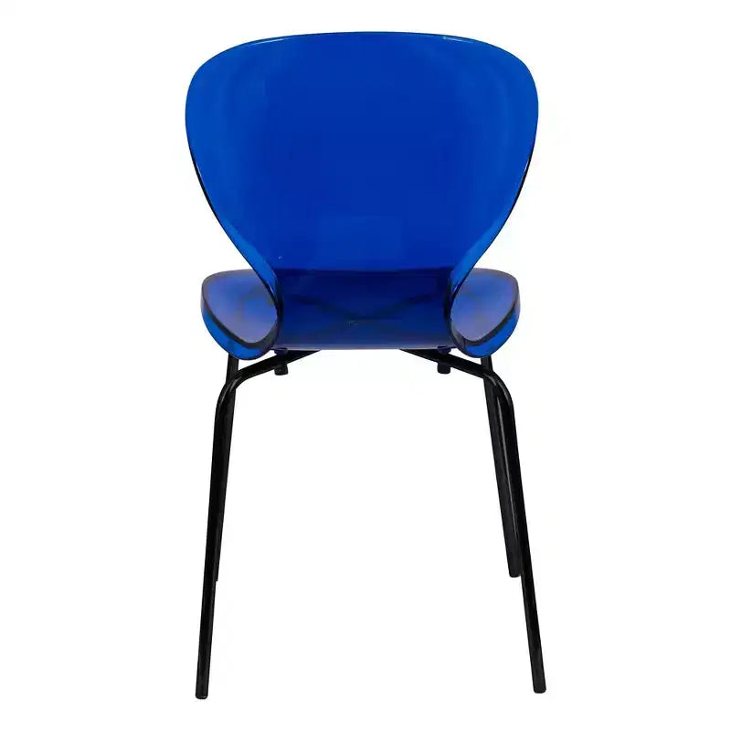 Sedie da pranzo impilabili trasparenti, set da 2 – Schienale curvo, gambe in acciaio nero