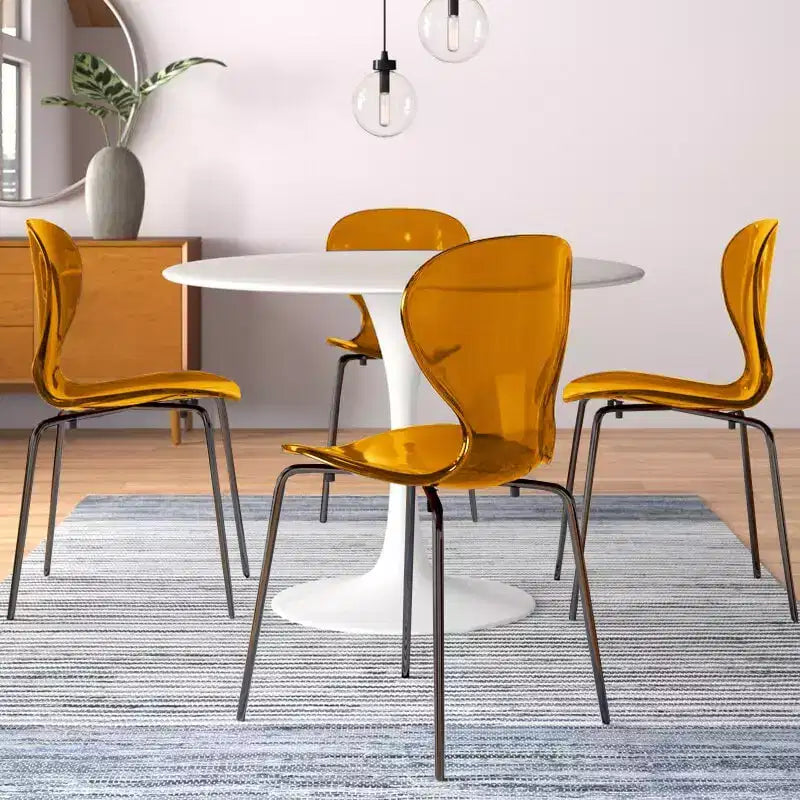 Sedie da pranzo impilabili trasparenti, set da 2 – Schienale curvo, gambe in acciaio nero