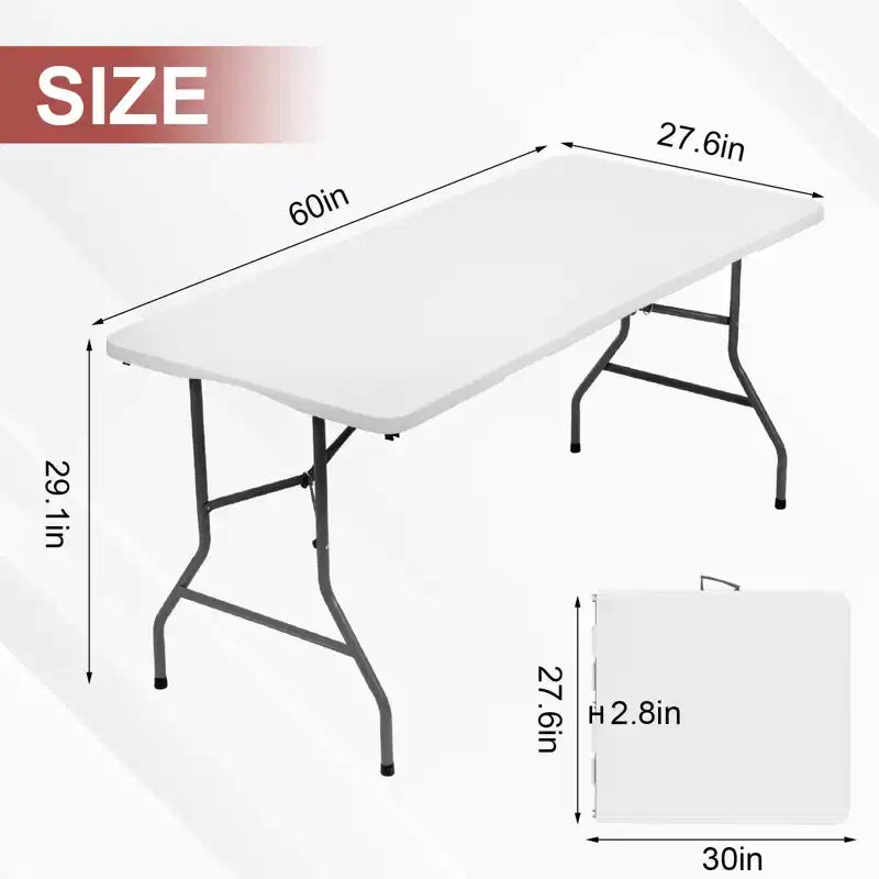 Tavolo Pieghevole Portatile da 1,5 metri – Piano in HDPE, Gambe in Acciaio, Interno ed Esterno