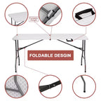 Tavolo Pieghevole Portatile da 1,5 metri – Piano in HDPE, Gambe in Acciaio, Interno ed Esterno