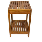 Panca da doccia e vasca da bagno spa in teak massiccio da 18" con ripiano inferiore