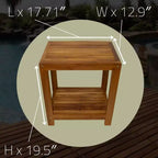 Panca da doccia e vasca da bagno spa in teak massiccio da 18" con ripiano inferiore