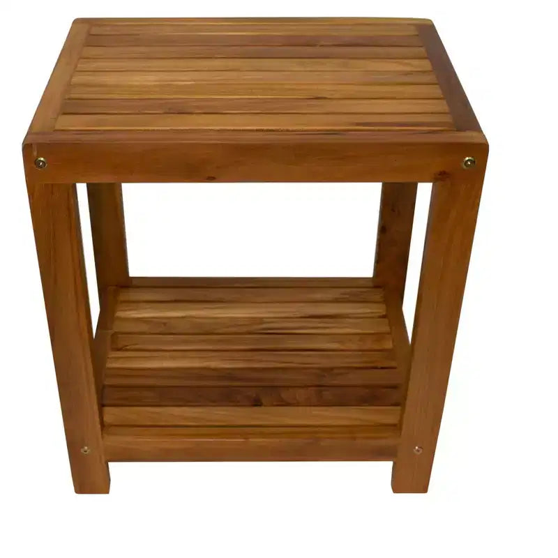 Panca da doccia e vasca da bagno spa in teak massiccio da 18" con ripiano inferiore
