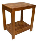 Panca da doccia e vasca da bagno spa in teak massiccio da 18" con ripiano inferiore