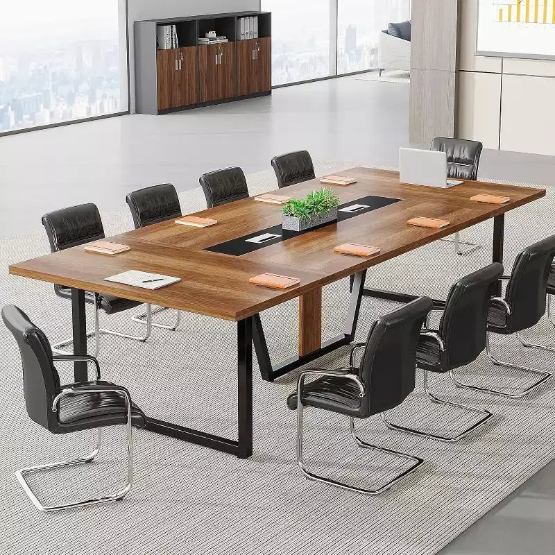 Tavolo da conferenza da 2,4 m per 10 persone – Metallo e legno robusti