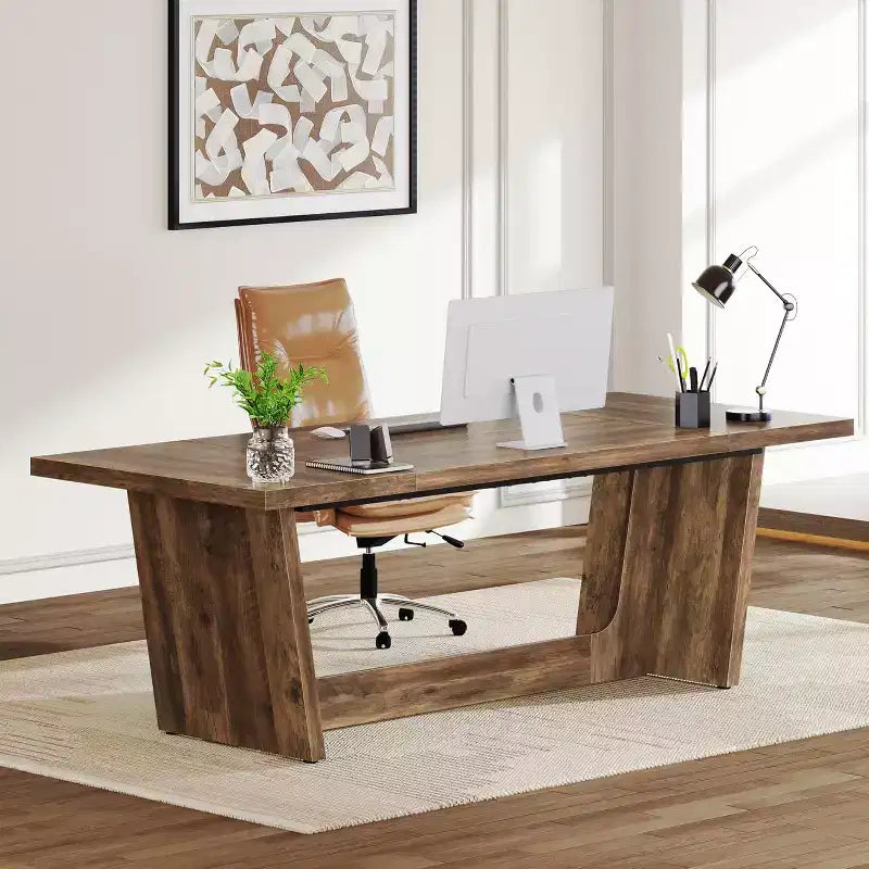 Scrivania direzionale da 70,87" con piedistallo in legno massello – Portata 150 kg