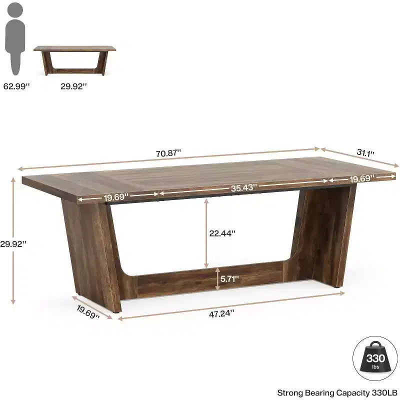 Scrivania direzionale da 70,87" con piedistallo in legno massello – Portata 150 kg