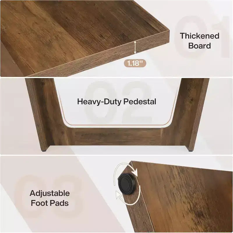 Scrivania direzionale da 70,87" con piedistallo in legno massello – Portata 150 kg