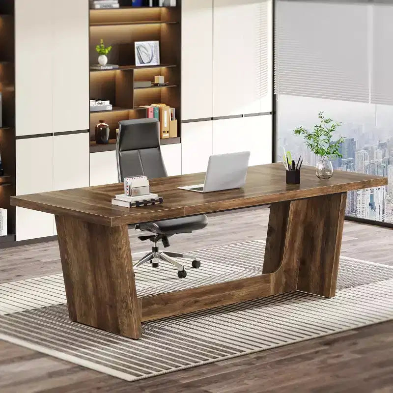 Scrivania direzionale da 70,87" con piedistallo in legno massello – Portata 150 kg