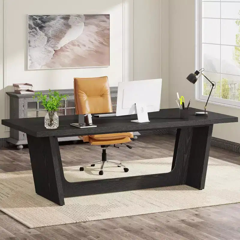 Scrivania direzionale da 70,87" con piedistallo in legno massello – Portata 150 kg