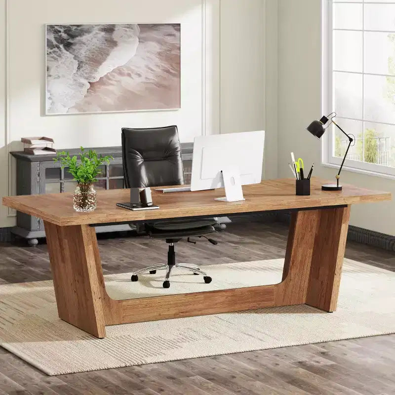 Scrivania direzionale da 70,87" con piedistallo in legno massello – Portata 150 kg
