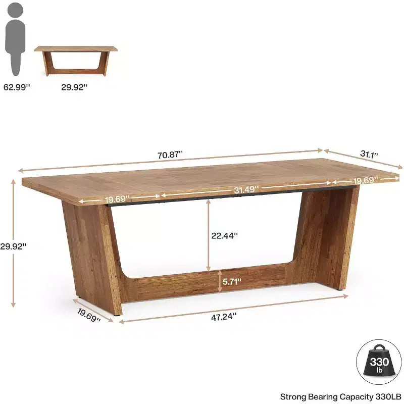 Scrivania direzionale da 70,87" con piedistallo in legno massello – Portata 150 kg