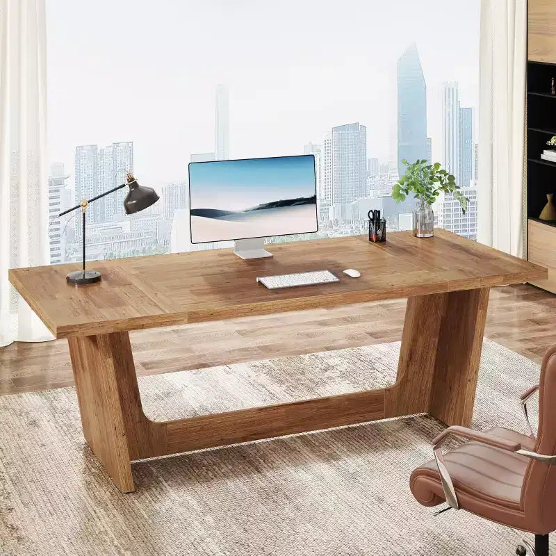 Scrivania direzionale da 70,87" con piedistallo in legno massello – Portata 150 kg