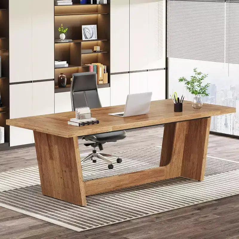 Scrivania direzionale da 70,87" con piedistallo in legno massello – Portata 150 kg