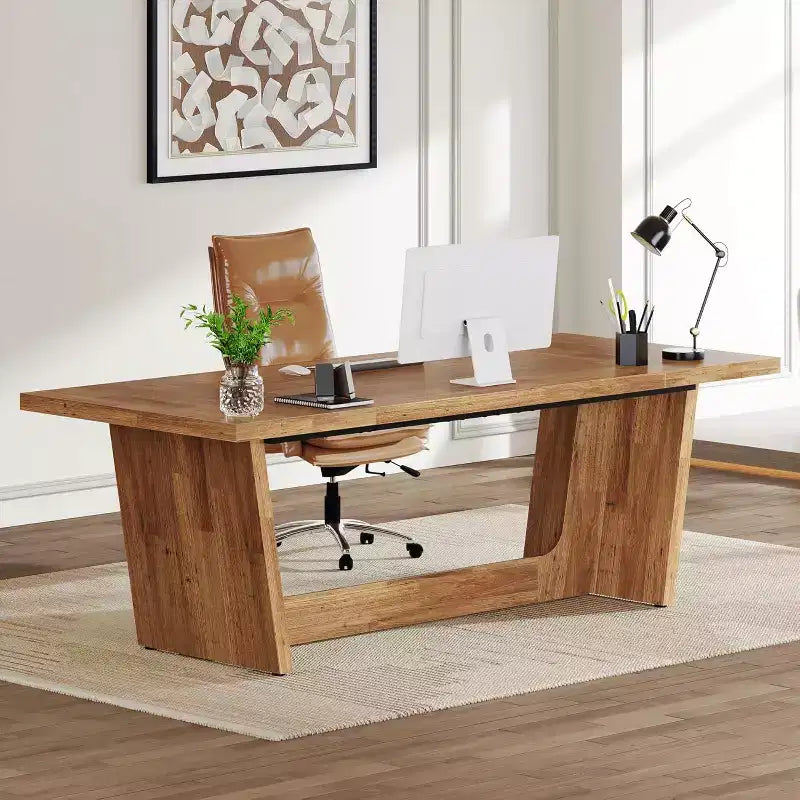 Scrivania direzionale da 70,87" con piedistallo in legno massello – Portata 150 kg
