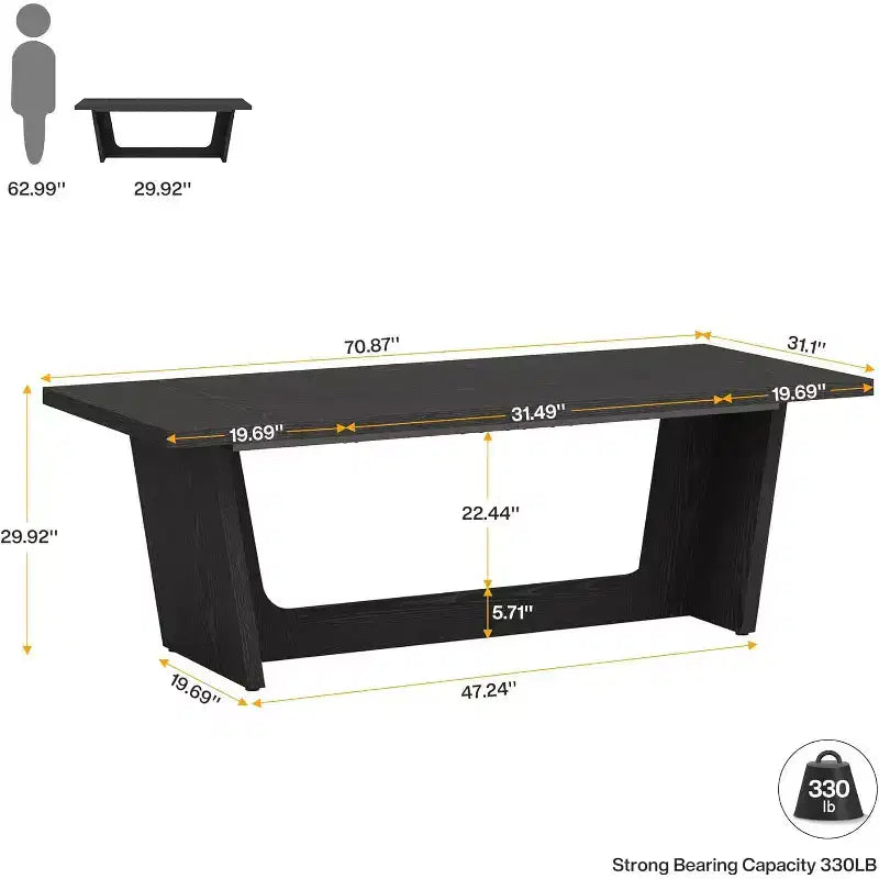 Scrivania direzionale da 70,87" con piedistallo in legno massello – Portata 150 kg