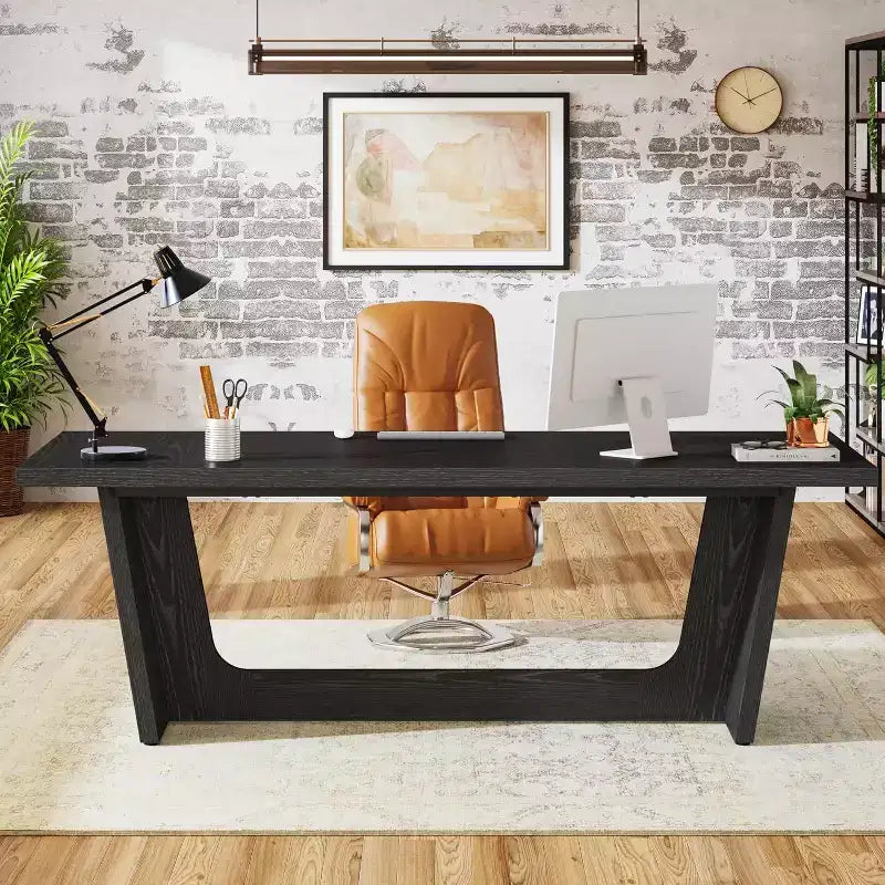 Scrivania direzionale da 70,87" con piedistallo in legno massello – Portata 150 kg