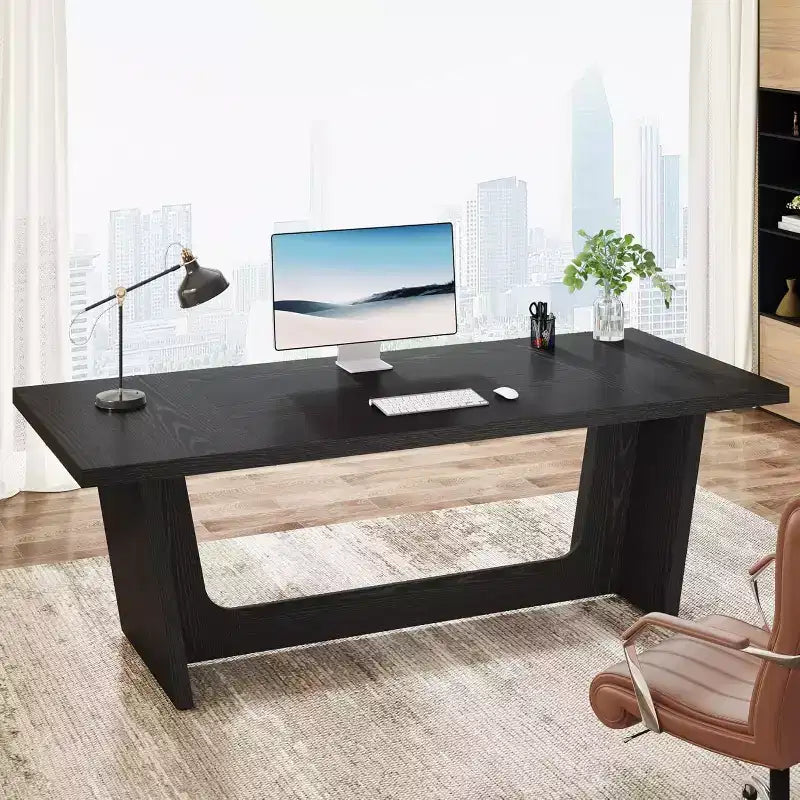 Scrivania direzionale da 70,87" con piedistallo in legno massello – Portata 150 kg