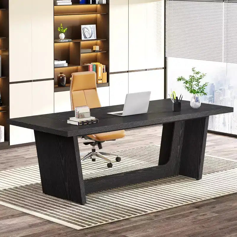 Scrivania direzionale da 70,87" con piedistallo in legno massello – Portata 150 kg