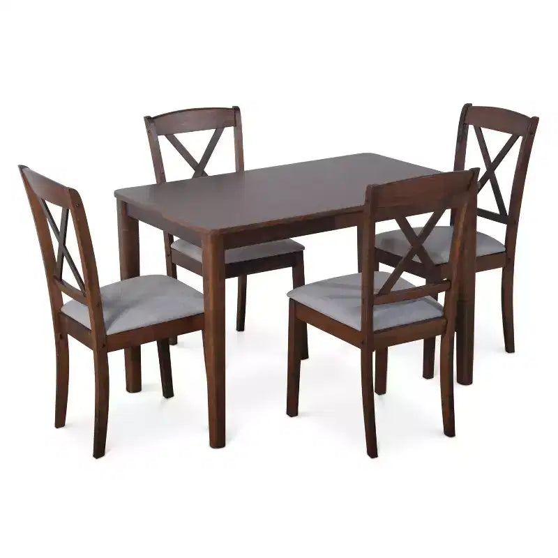 Set da Pranzo 5 Pezzi con Tavolo e 4 Sedie Imbottite – Struttura in Legno