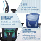 Sedia da ufficio a rete Big & Tall – 180 kg, supporto lombare e funzione massaggio