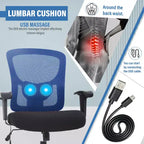 Sedia da ufficio a rete Big & Tall – 180 kg, supporto lombare e funzione massaggio