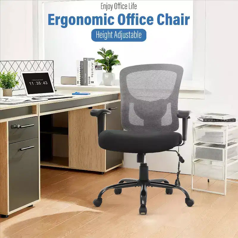 Sedia da ufficio a rete Big & Tall – 180 kg, supporto lombare e funzione massaggio