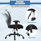 Sedia da ufficio a rete Big & Tall – 180 kg, supporto lombare e funzione massaggio