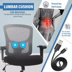 Sedia da ufficio a rete Big & Tall – 180 kg, supporto lombare e funzione massaggio