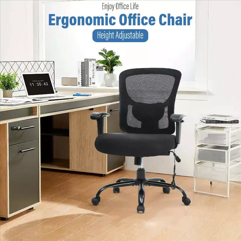 Sedia da ufficio a rete Big & Tall – 180 kg, supporto lombare e funzione massaggio