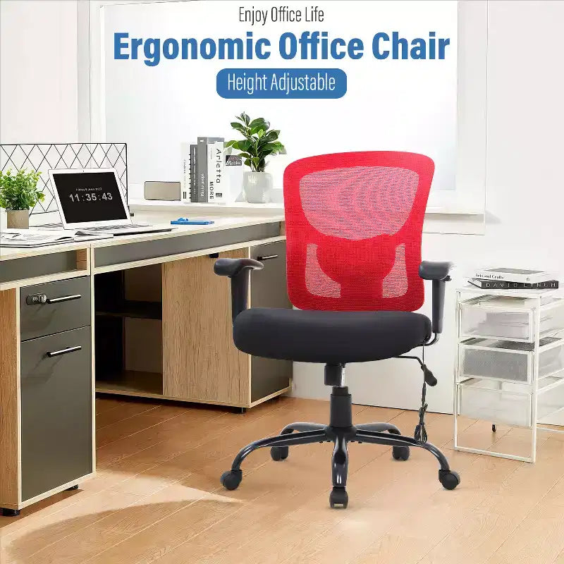 Sedia da ufficio a rete Big & Tall – 180 kg, supporto lombare e funzione massaggio