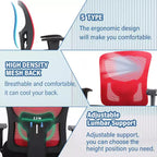 Sedia da ufficio a rete Big & Tall – 180 kg, supporto lombare e funzione massaggio