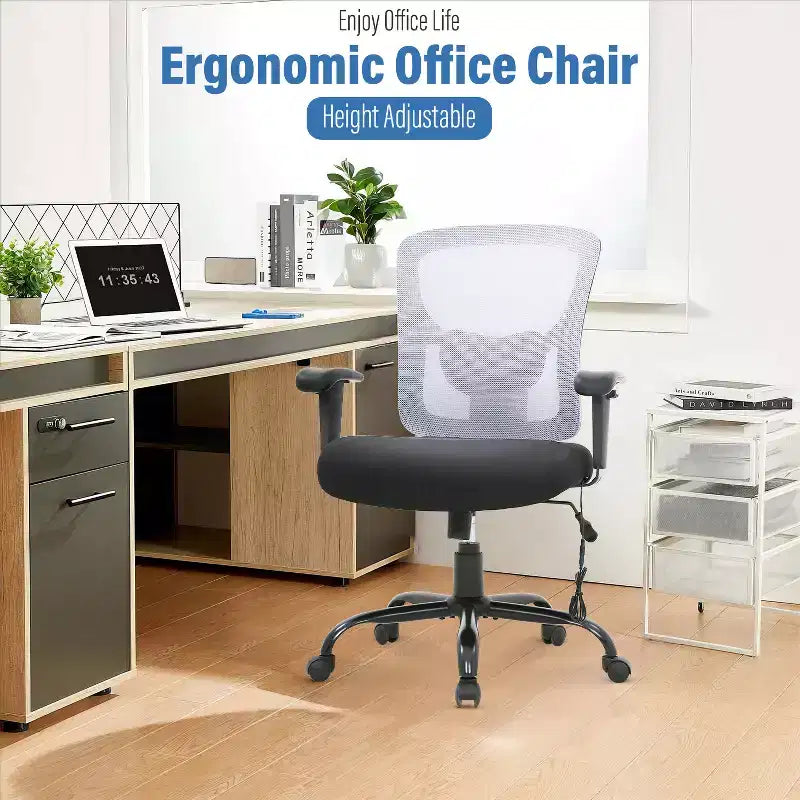 Sedia da ufficio a rete Big & Tall – 180 kg, supporto lombare e funzione massaggio