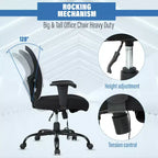 Sedia da ufficio a rete Big & Tall – 180 kg, supporto lombare e funzione massaggio