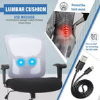 Sedia da ufficio a rete Big & Tall – 180 kg, supporto lombare e funzione massaggio