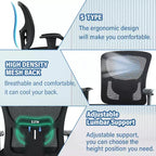 Sedia da ufficio a rete Big & Tall – 180 kg, supporto lombare e funzione massaggio