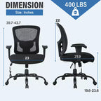 Sedia da ufficio a rete Big & Tall – 180 kg, supporto lombare e funzione massaggio