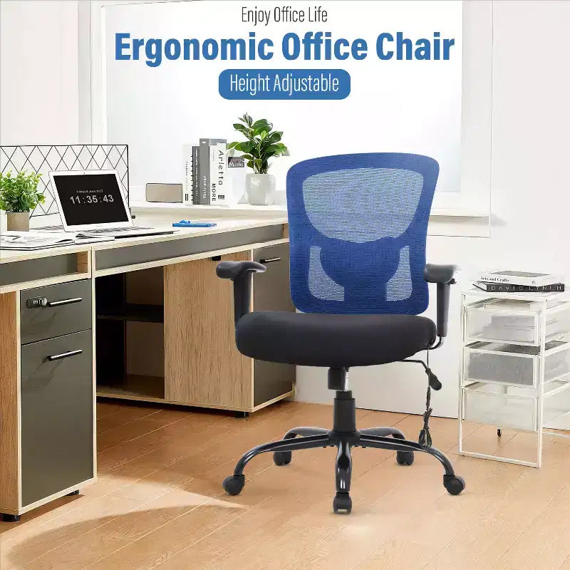 Sedia da ufficio a rete Big & Tall – 180 kg, supporto lombare e funzione massaggio