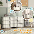 Organizzatore per giocattoli a 3 livelli per bambini con 9 cassetti rimovibili – Bianco crema