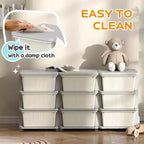 Organizzatore per giocattoli a 3 livelli per bambini con 9 cassetti rimovibili – Bianco crema