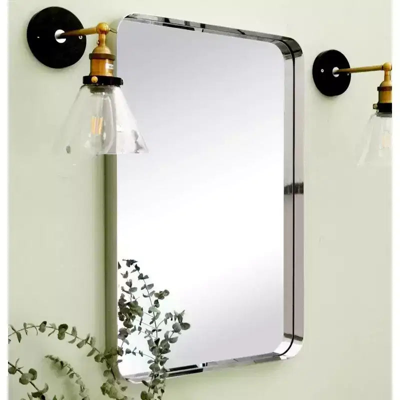 Specchio da bagno rettangolare 24"x36" in acciaio inox con cornice girevole