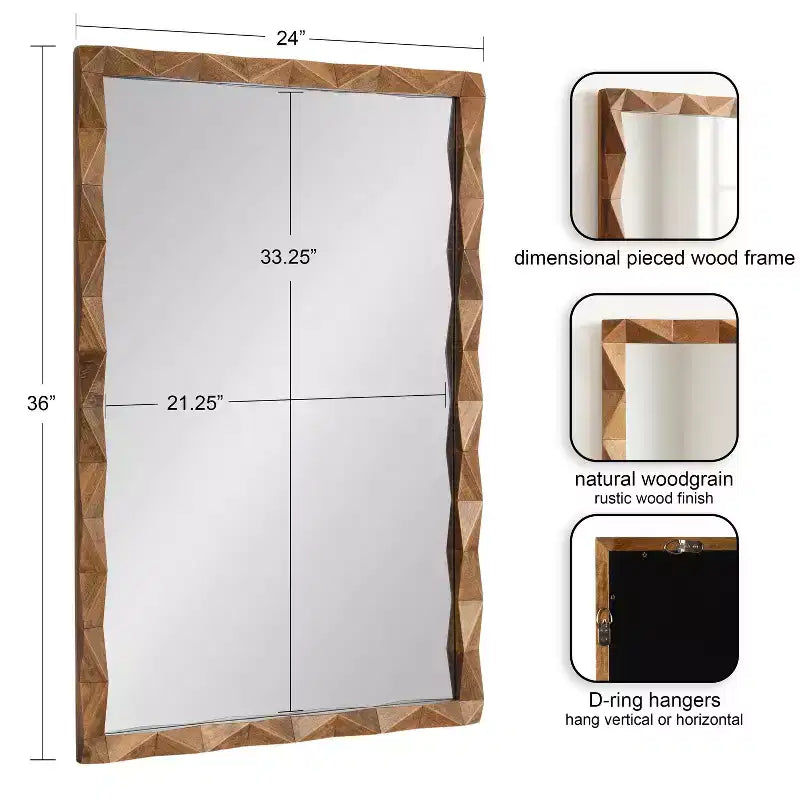 Specchio da parete rettangolare incorniciato 24x36