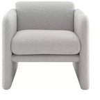 Poltrona di design moderna Bouclé con braccioli ondulati – Struttura in compensato
