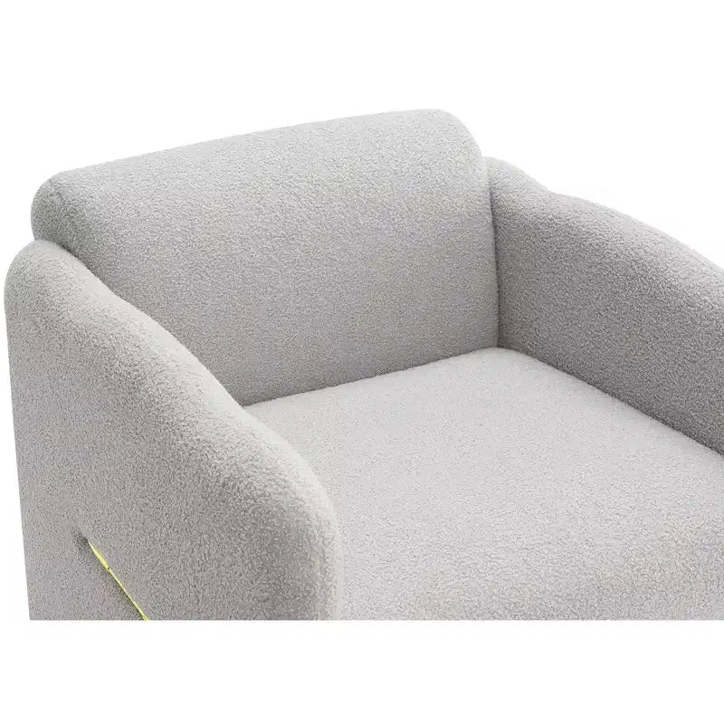 Poltrona di design moderna Bouclé con braccioli ondulati – Struttura in compensato